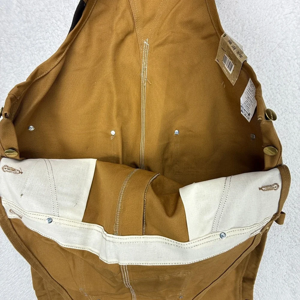 Carhartt Duck Bib Overalls Mens 38x32 R37 BRN Brown Double Knee‎ Zip Thigh NWT
